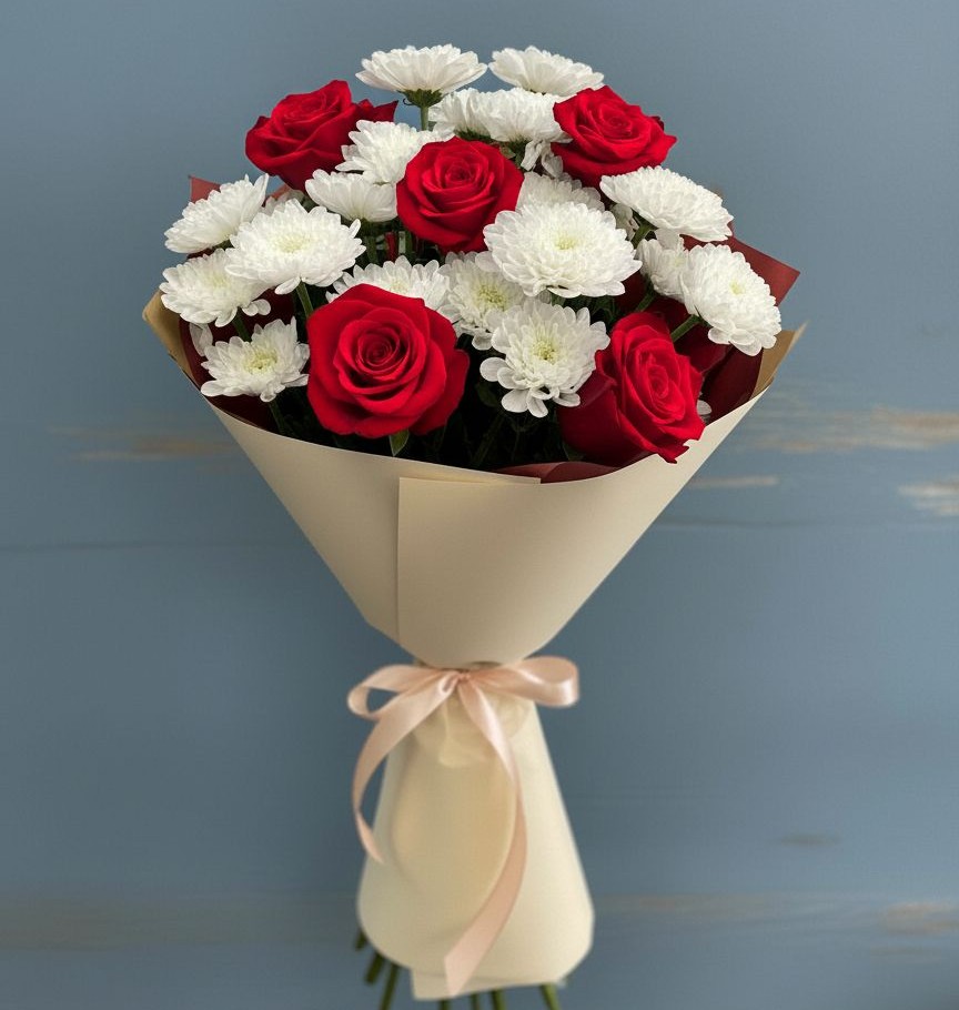 Букет цветов из: Розы и Хризантемы в Войсковицы