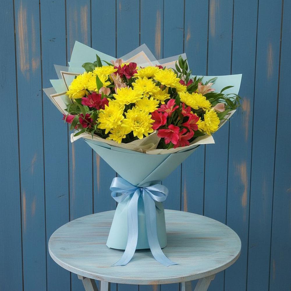 Букет цветов из: Альстромерии и Хризантемы в Войсковицы