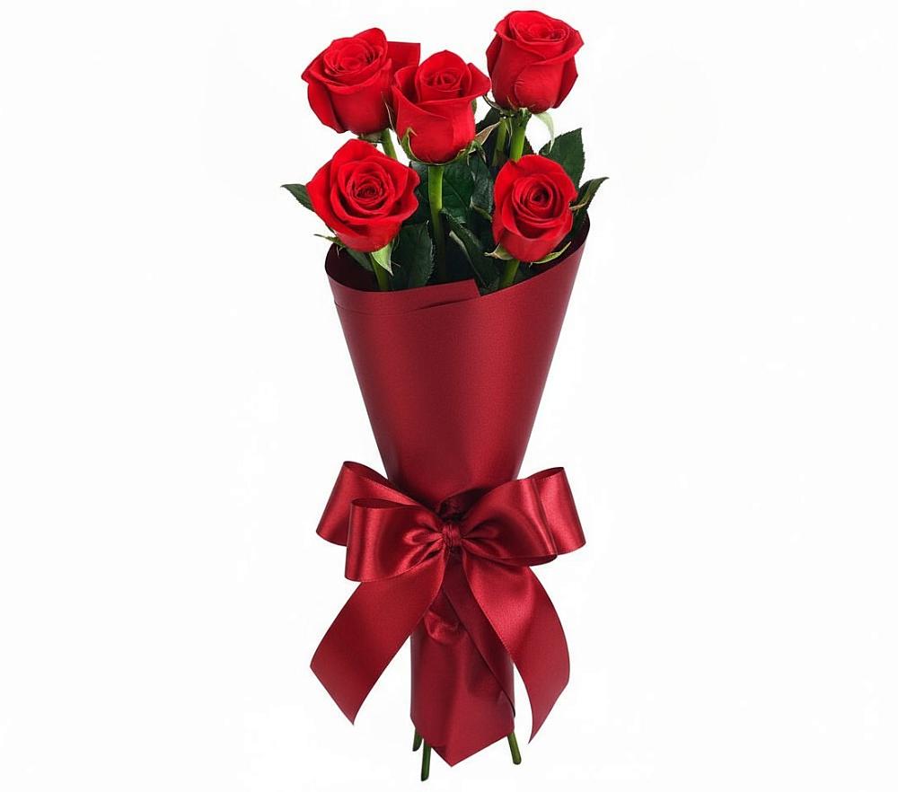 Букет 5 Красных роз Эдлесс Лав в Войсковицы