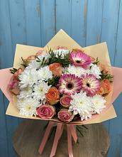 Букет цветов из:  Розы, Герберы и Хризантемы #REPLACE_PRED# Войсковицы