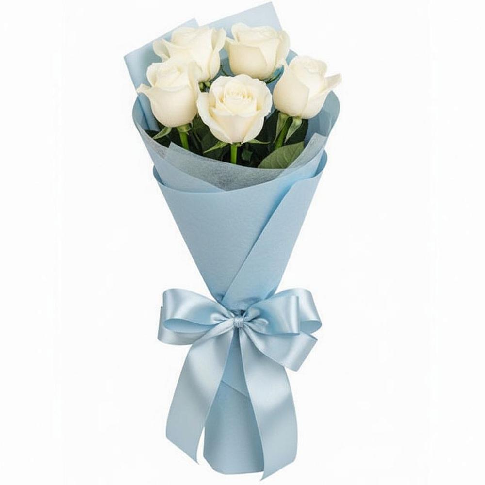 Букет 5 Белых роз Проуд в Войсковицы