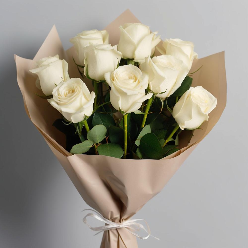 Букет 9 Белых роз Эдлесс Лав в Войсковицы