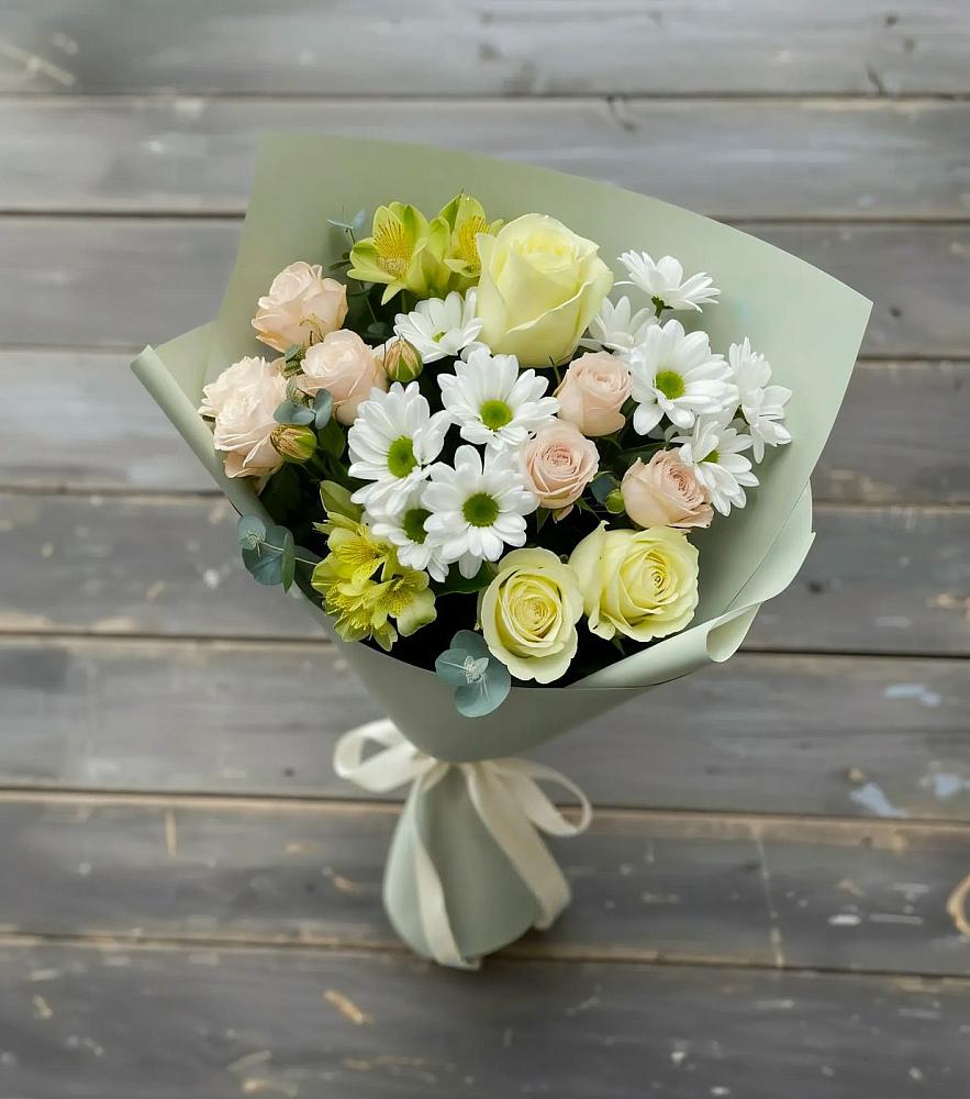 Букет цветов из: Альстромерии, Розы и Хризантемы в Войсковицы