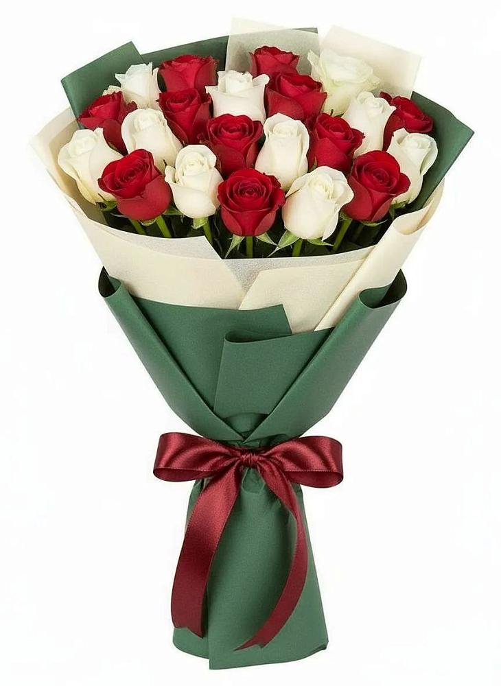 Букет Микс из красных и белых роз в Войсковицы