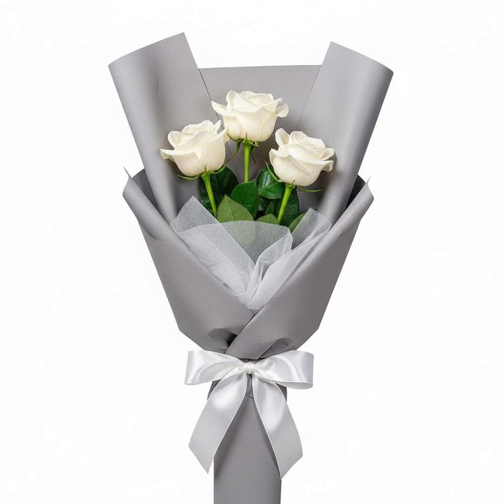 Букет 3 белые розы в Войсковицы