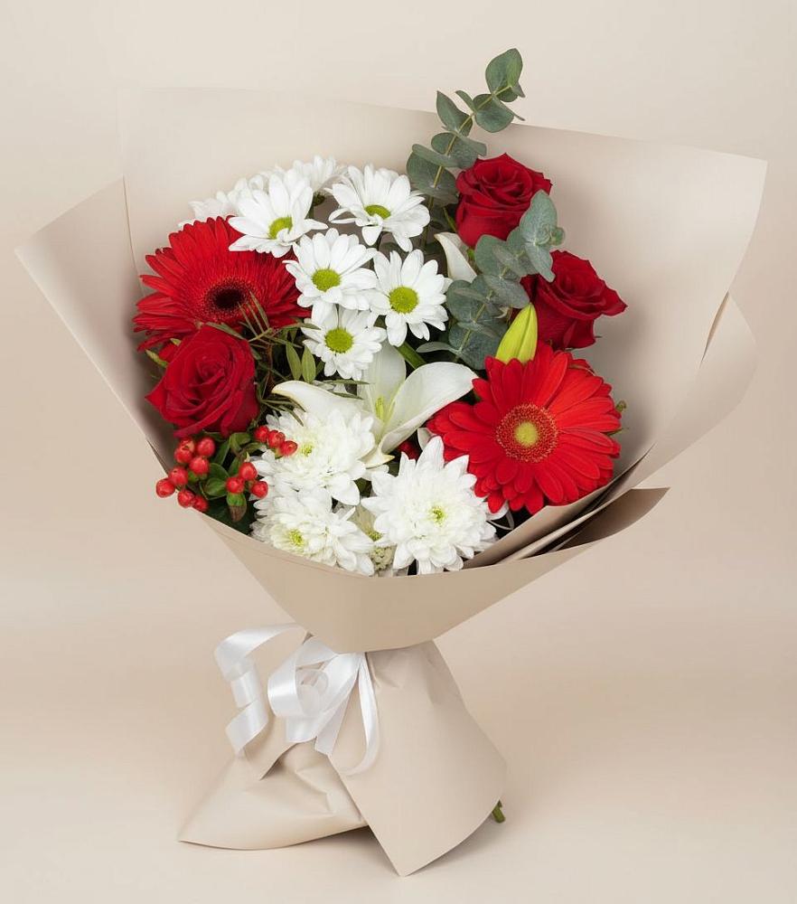 Букет цветов из: Розы, Хризантемы, Герберы и Лилии в Войсковицы