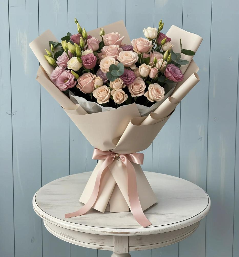 Букет цветов из: Розы и Лизиантусы в Войсковицы