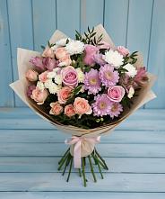 Букет цветов из:  Хризантемы, Розы и Альстромерии в Войсковицы