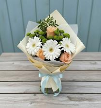 Букет цветов из:  Герберы, Розы и Хризантемы в Войсковицы