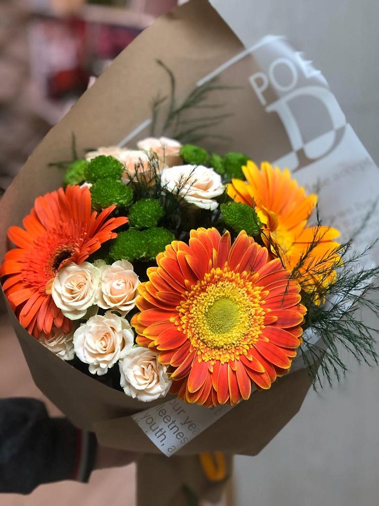 Букет цветов из: Герберы, Хризантемы и Розы в Войсковицы